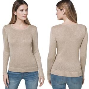 White House Black Market Metallic Detail Crewneck Pullover Sweater Size Large